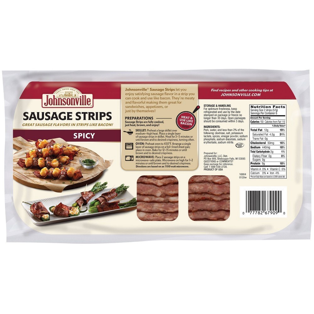 slide 3 of 3, Johnsonville Spicy Sausage Strips, 12 oz