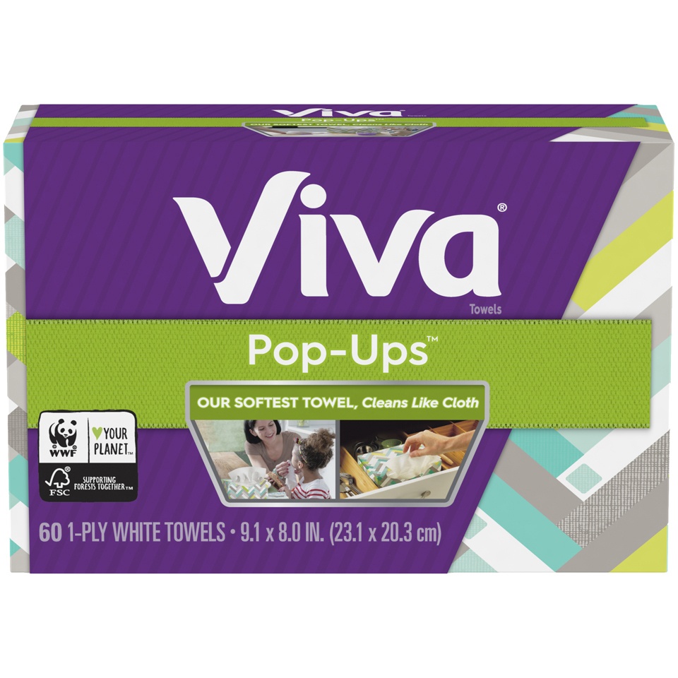 slide 1 of 1, Viva Pop-Ups Paper Towels, 60 ct