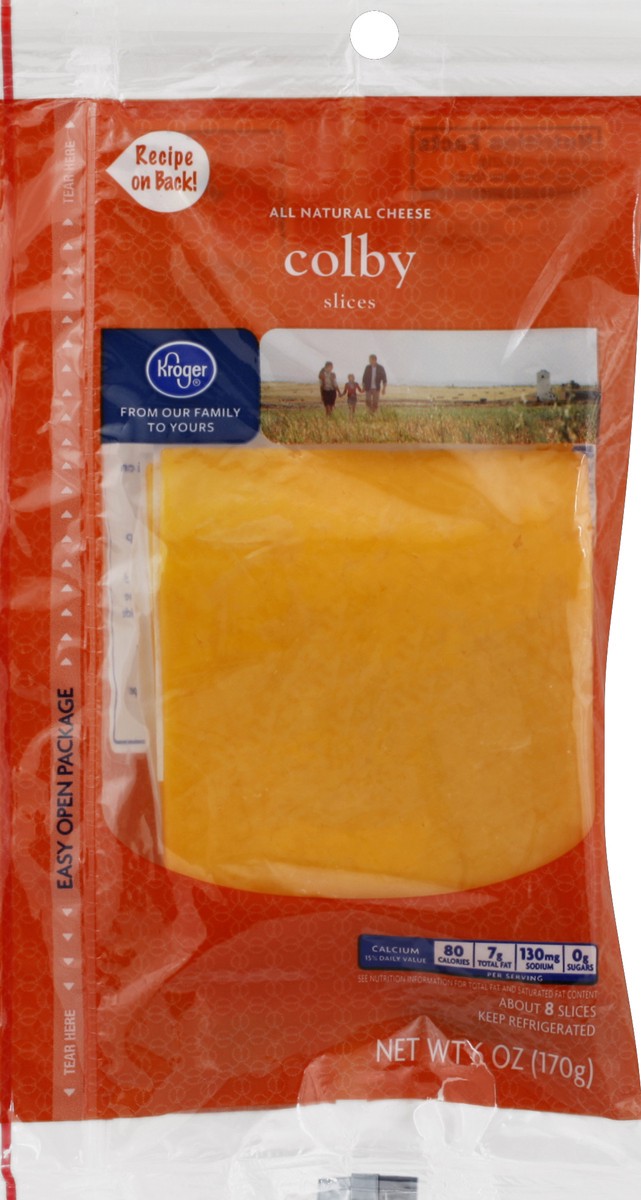 slide 1 of 7, Kroger Colby Cheese Slices, 6 oz