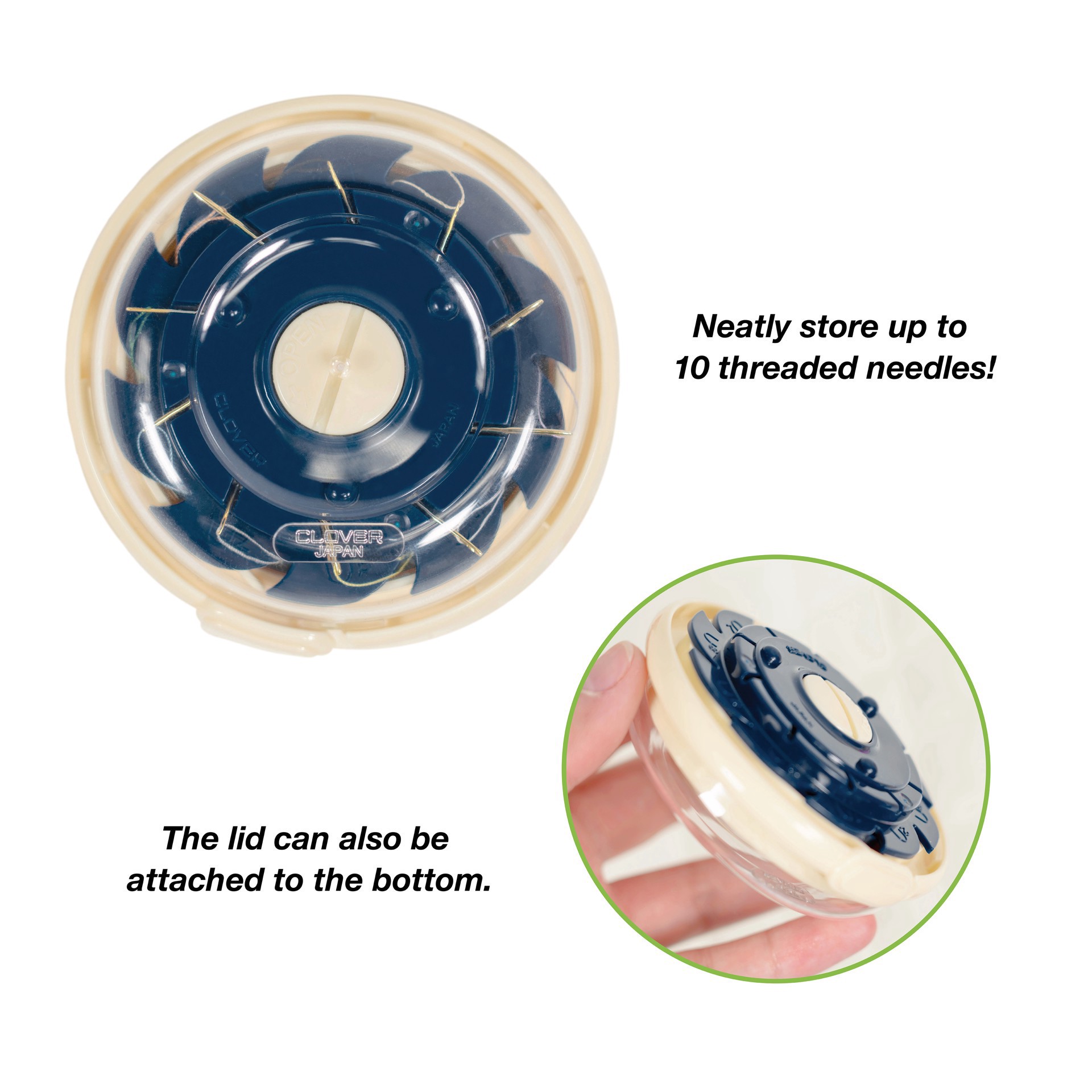 slide 4 of 7, Clover 3" Dome Threaded Needle Case, 3 in