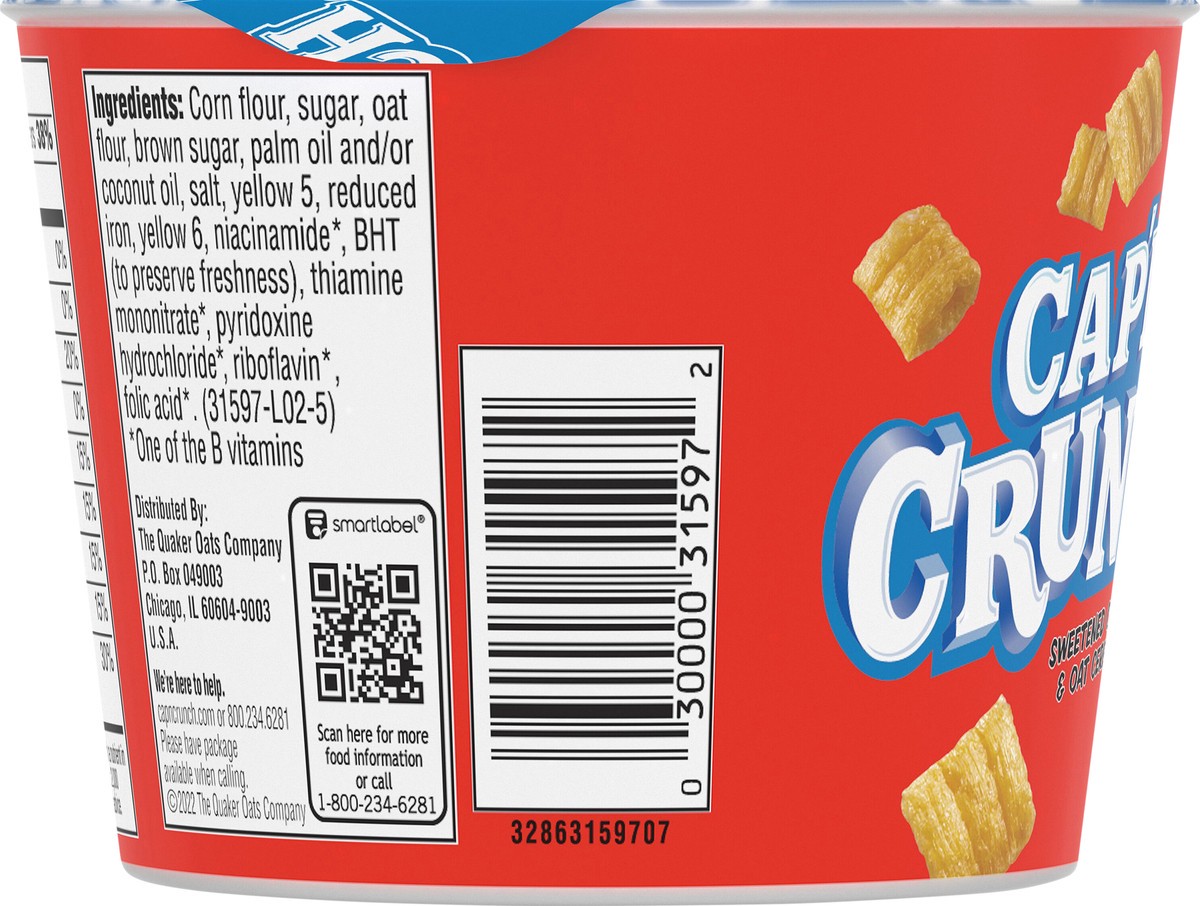 slide 3 of 6, Cap'N Crunch Sweetened Corn & Oat Cereal Cup, 1.51 oz