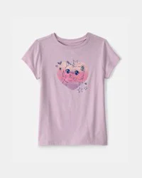 Carters Girls Cat Heart Graphic Tee - Purple Lavender S
