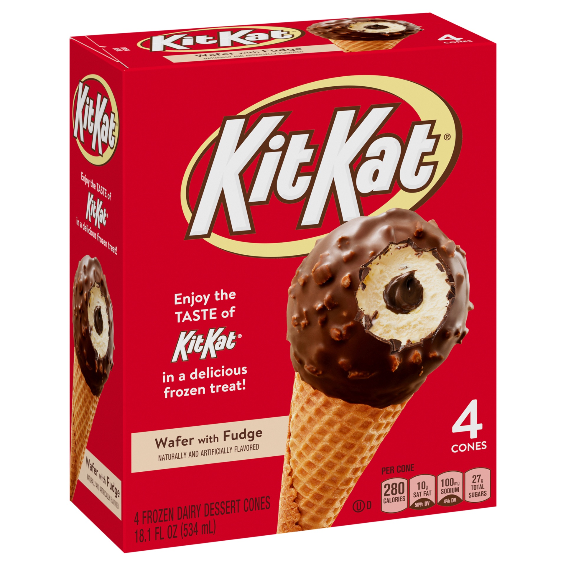 slide 2 of 7, KIT KAT Wafer With Fudge Frozen Dairy Dessert Cones, 18.4 fl oz