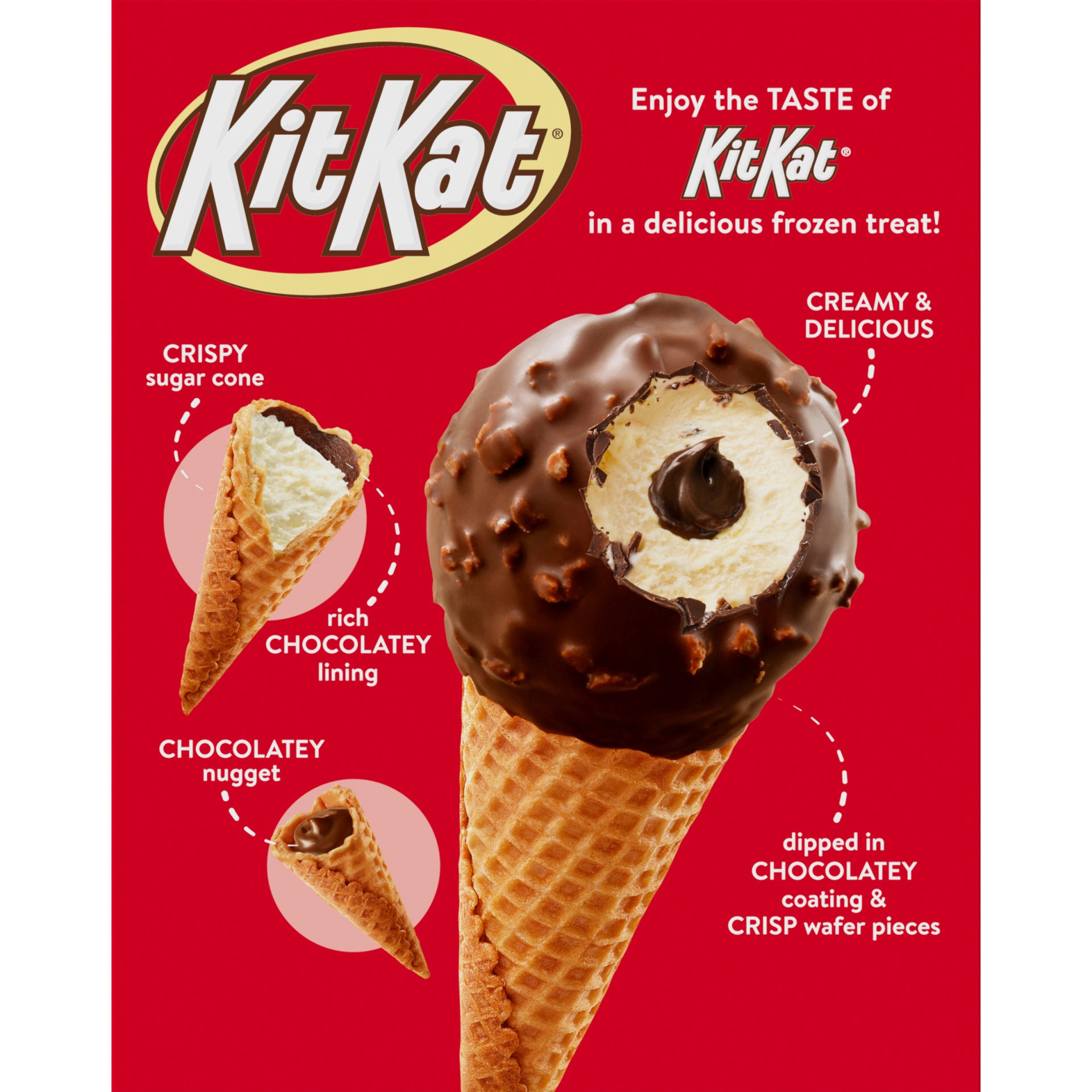 slide 3 of 7, KIT KAT Wafer With Fudge Frozen Dairy Dessert Cones, 18.4 fl oz