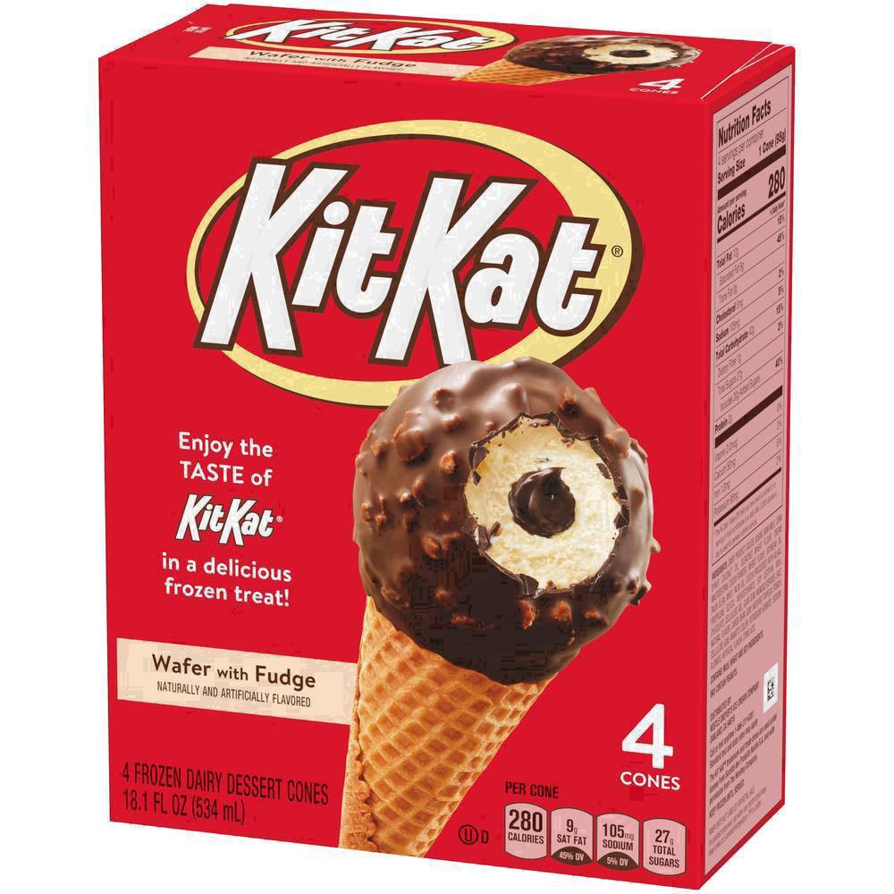 slide 86 of 89, KIT KAT Frozen Dairy Dessert Cones, 4 Count, 4 ct