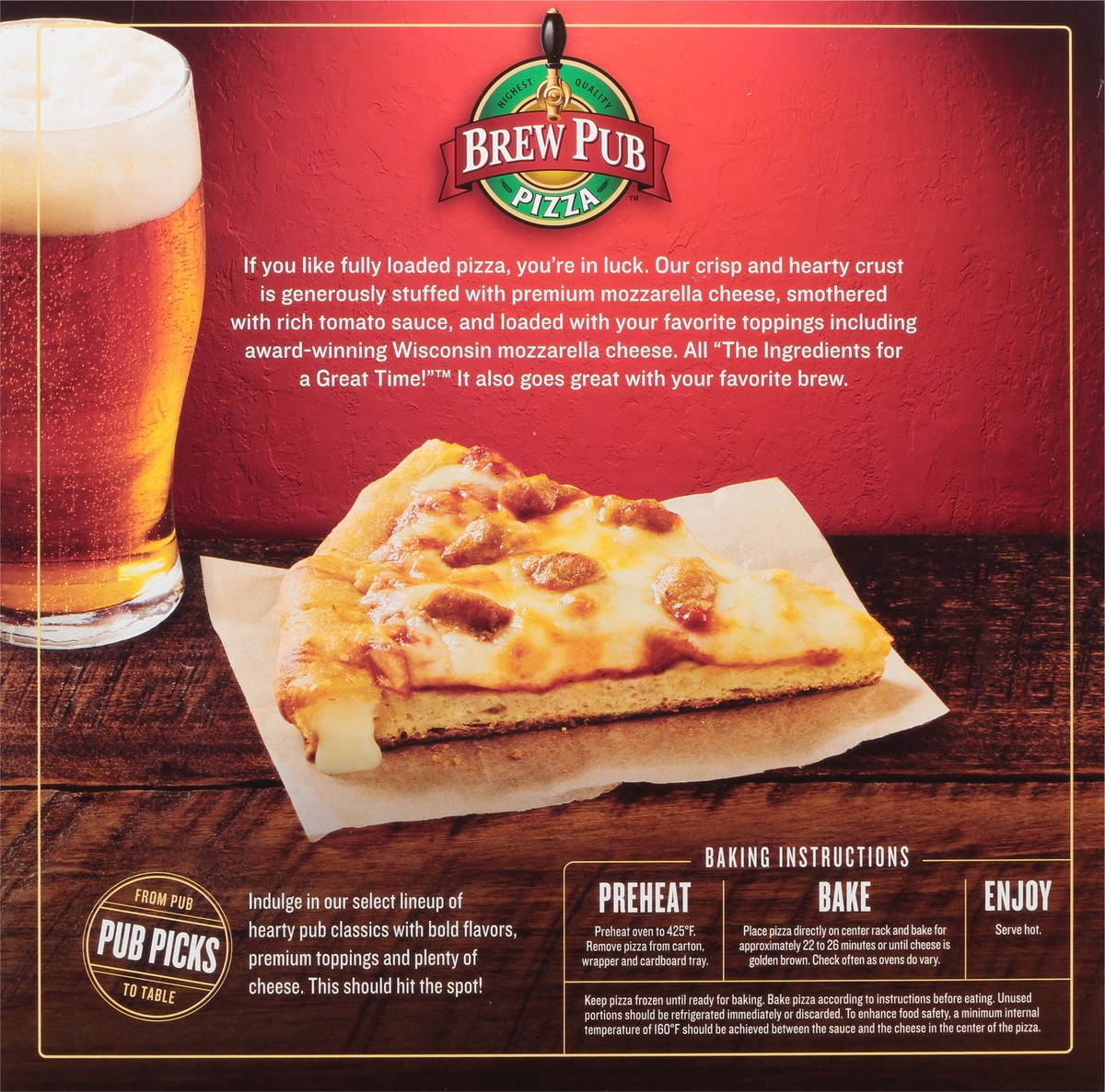 slide 8 of 13, Brew Pub Pizza Stuffed Crust Cheese Sausage Pizza 31.50 oz, 