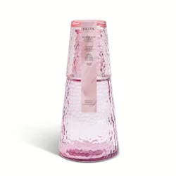 Core Bamboo Brooklyn Steel Hammered Glass Carafe, Rose, 26.3 oz