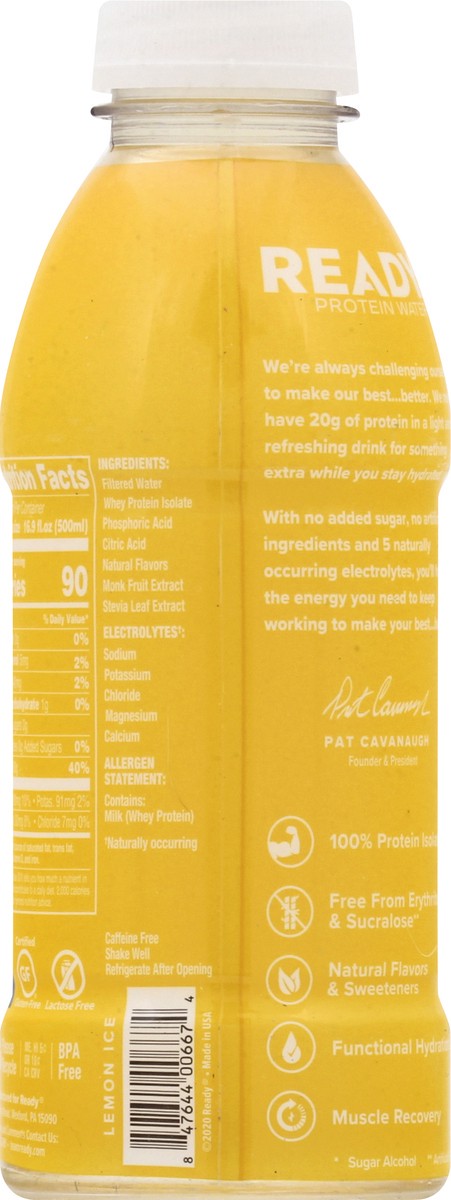 slide 9 of 9, Ready Nutrition Ready Protein Water, Lemon Ice - 16.9 oz, 16.9 oz