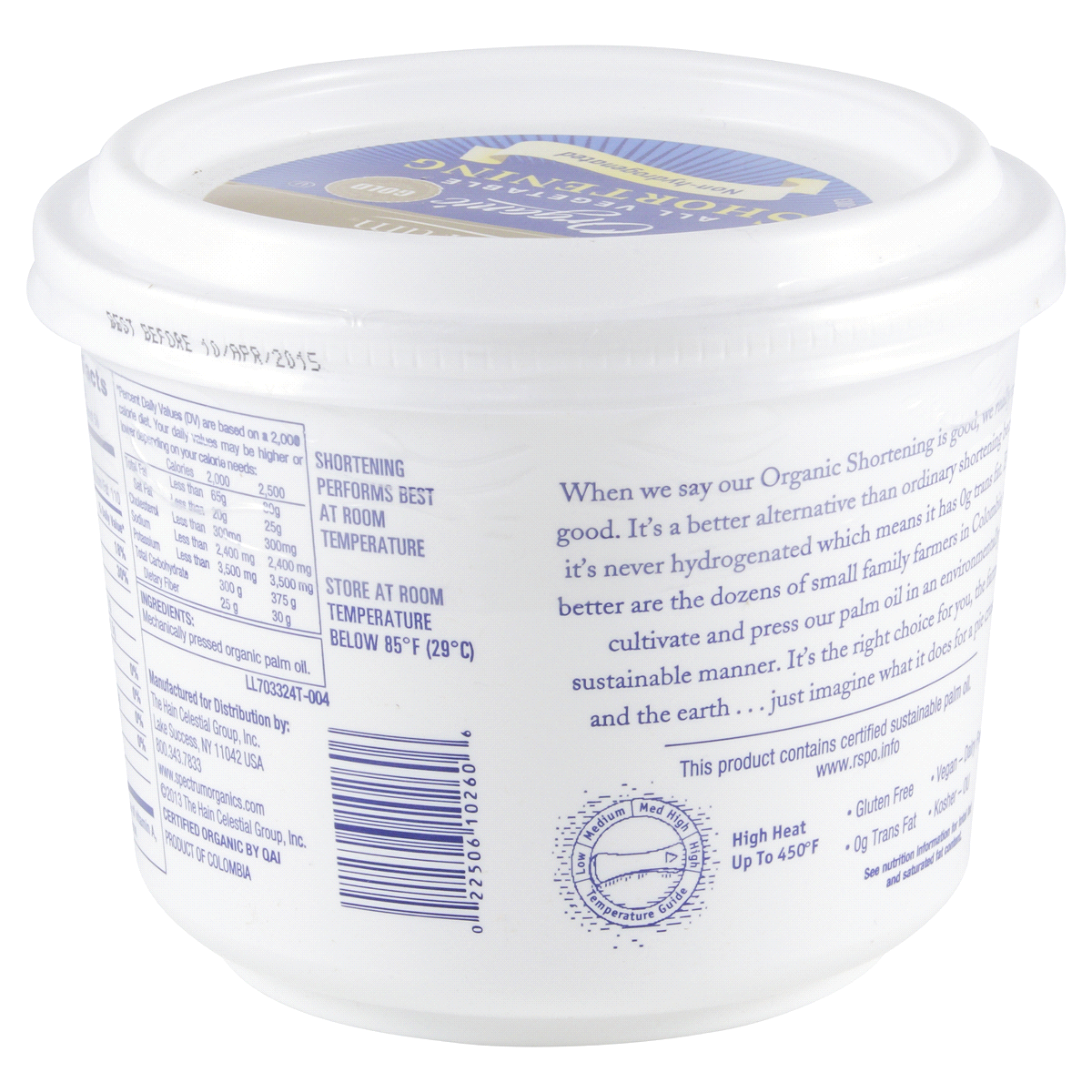 Spectrum Organic AllVegetable Shortening NonHydrogenated 24 oz Shipt