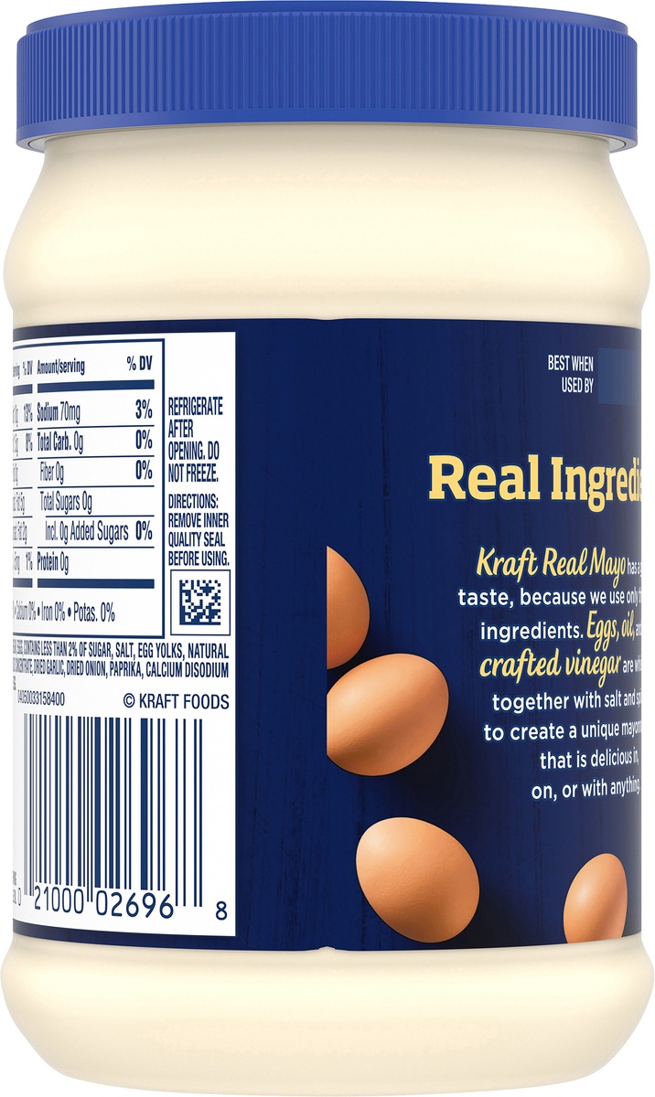 slide 10 of 11, Kraft Real Mayo Creamy & Smooth Mayonnaise Jar, 15 oz