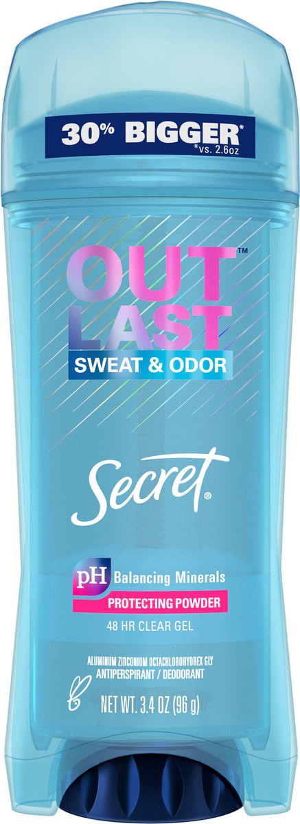 slide 3 of 3, Secret Outlast Clear Gel Antiperspirant Deodorant for Women, Protecting Powder 2.6 oz, 3.4 oz