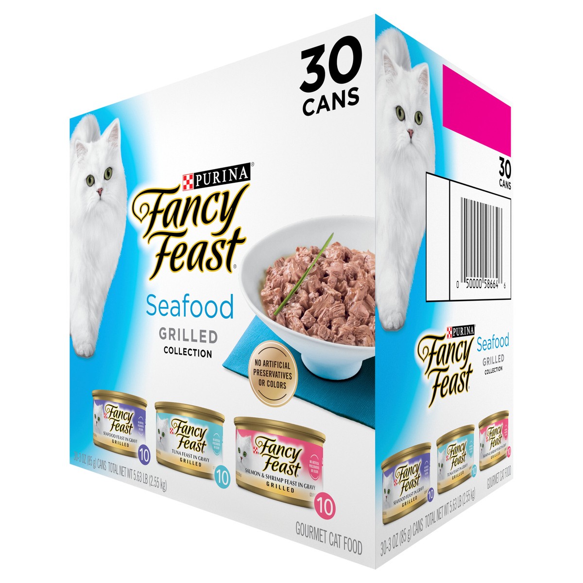 slide 4 of 9, Fancy Feast Purina Fancy Feast Grilled Wet Cat Food Seafood Collection in Wet Cat Food Variety Pack, 5.63 lb