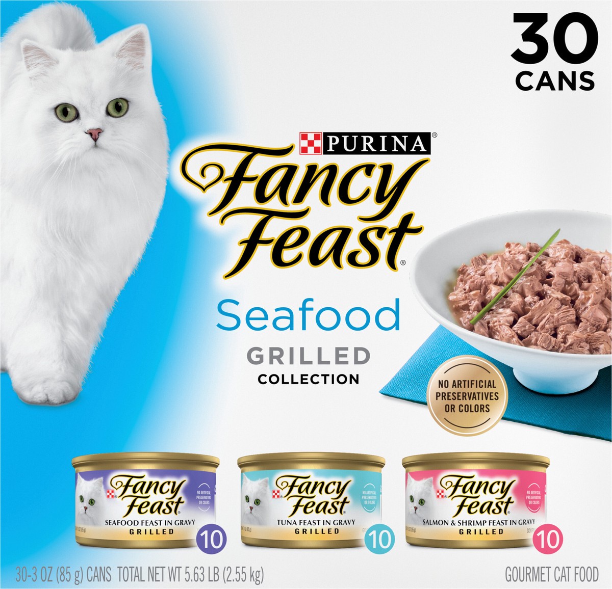 slide 8 of 9, Fancy Feast Purina Fancy Feast Grilled Wet Cat Food Seafood Collection in Wet Cat Food Variety Pack, 5.63 lb