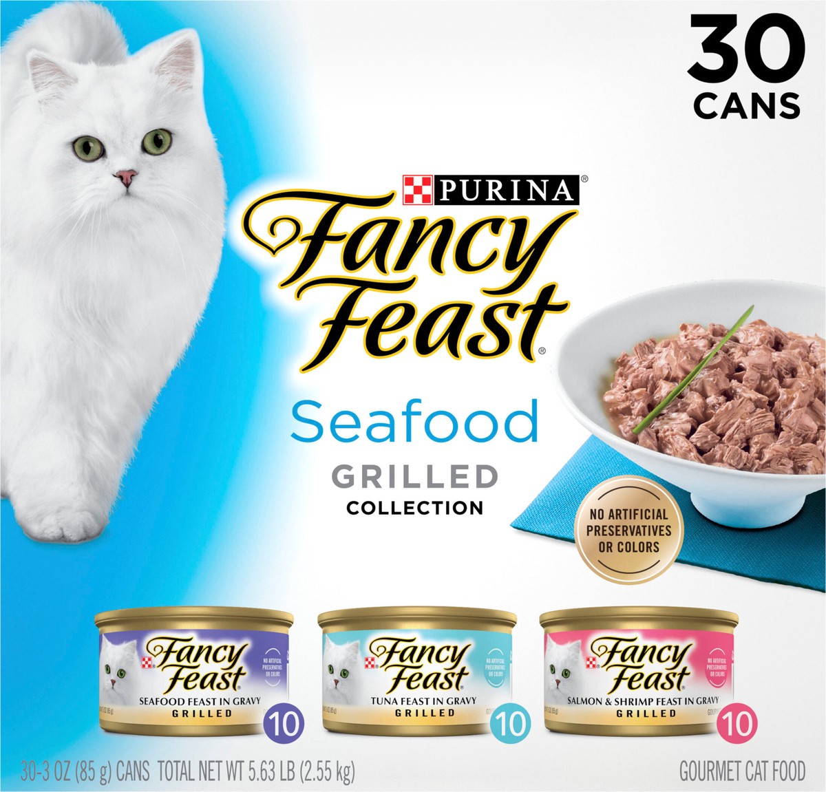 slide 6 of 9, Fancy Feast Purina Fancy Feast Grilled Wet Cat Food Seafood Collection in Wet Cat Food Variety Pack, 5.63 lb