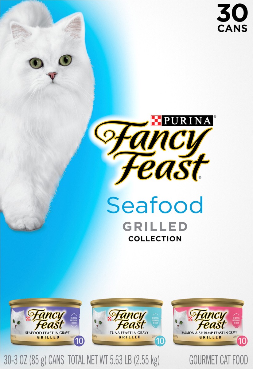 slide 5 of 9, Fancy Feast Purina Fancy Feast Grilled Wet Cat Food Seafood Collection in Wet Cat Food Variety Pack, 5.63 lb