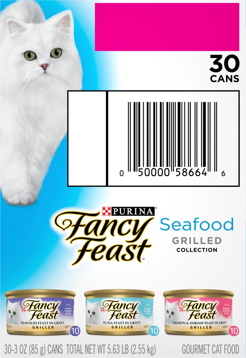 slide 3 of 9, Fancy Feast Purina Fancy Feast Grilled Wet Cat Food Seafood Collection in Wet Cat Food Variety Pack, 5.63 lb