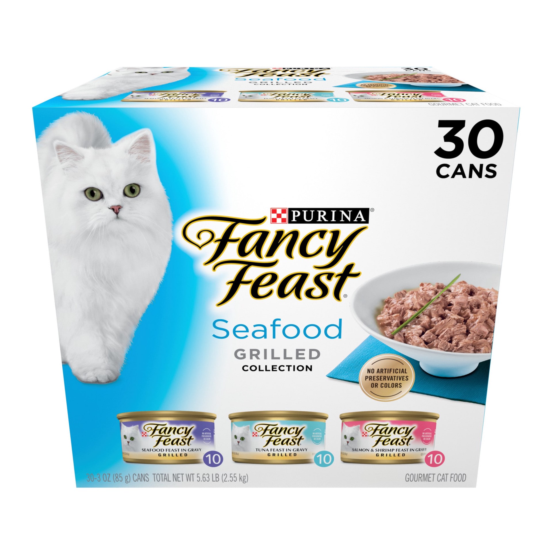 slide 1 of 9, Fancy Feast Purina Fancy Feast Grilled Wet Cat Food Seafood Collection in Wet Cat Food Variety Pack, 5.63 lb