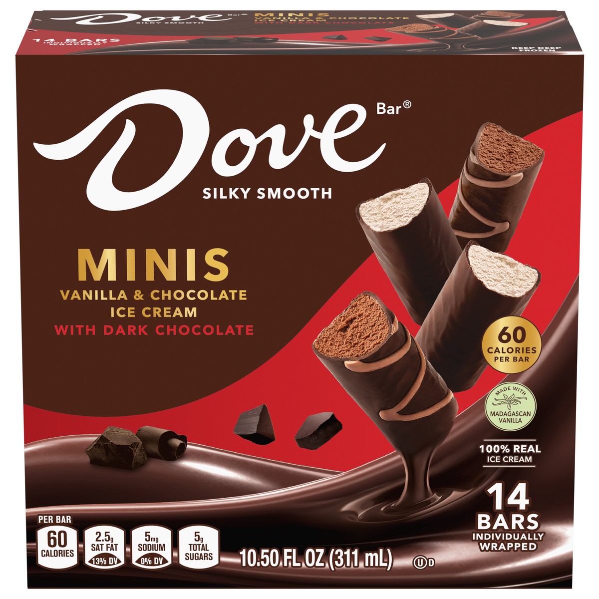 slide 1 of 4, Dove Dark Chocolate Coated Mini Ice Cream Bars, 10.5 oz