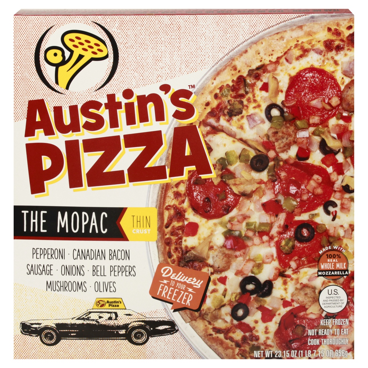 slide 1 of 1, Austin's Pizza The Mopac Special Thin Crust Pizza, 23.15 oz