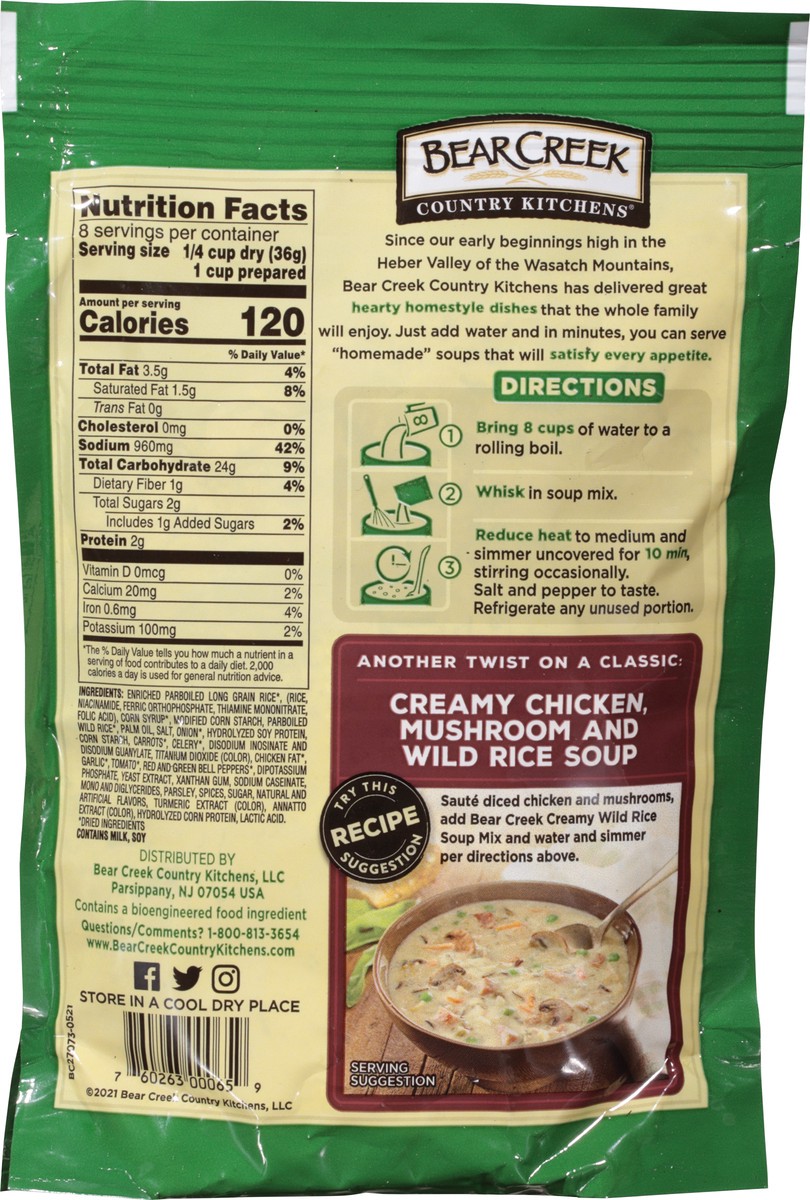 slide 5 of 9, Bear Creek Country Kitchens Creamy Wild Rice Soup Mix Family Size 10.1 oz, 10.1 oz