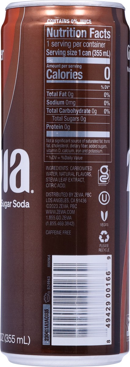 slide 8 of 9, Zevia Ginger Root Beer Zero Calorie Soda Single - 12 fl oz, 