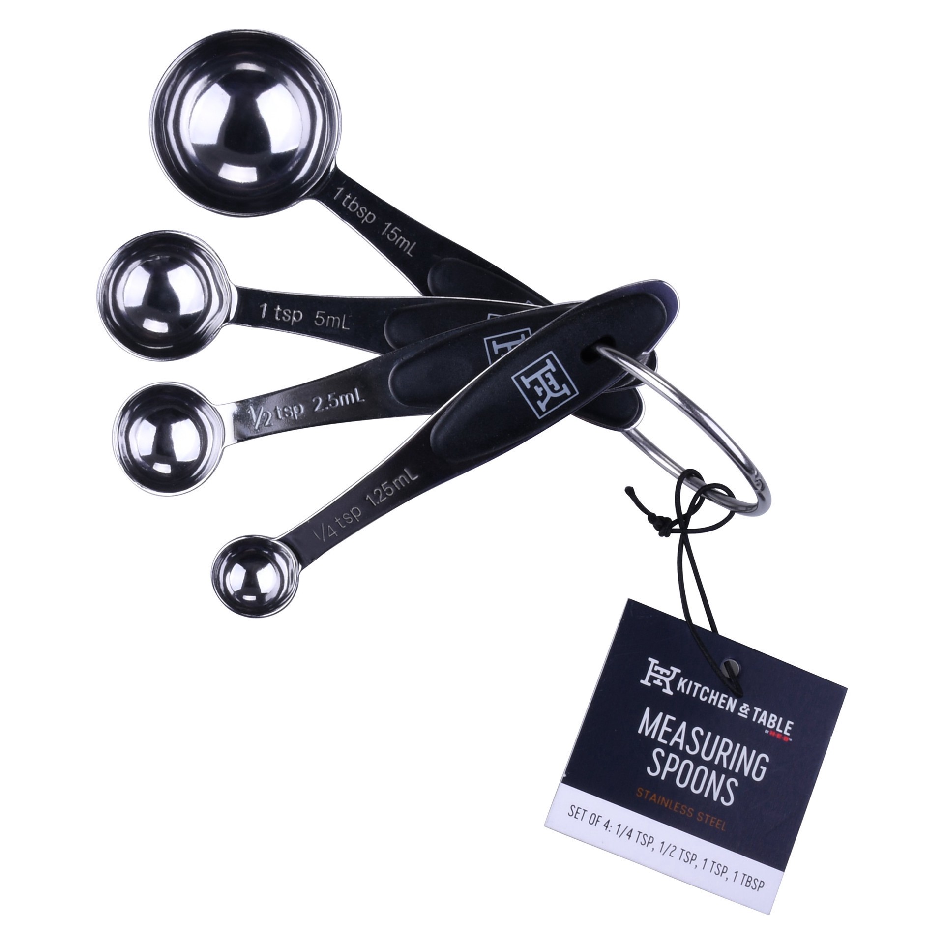 slide 1 of 1, Kitchen & Table by H-E-B Stainless Steel Measuring Spoons, 4 ct