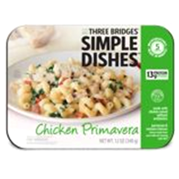 slide 1 of 1, Three Bridges Simple Dishes Chicken Primavera, 12 oz