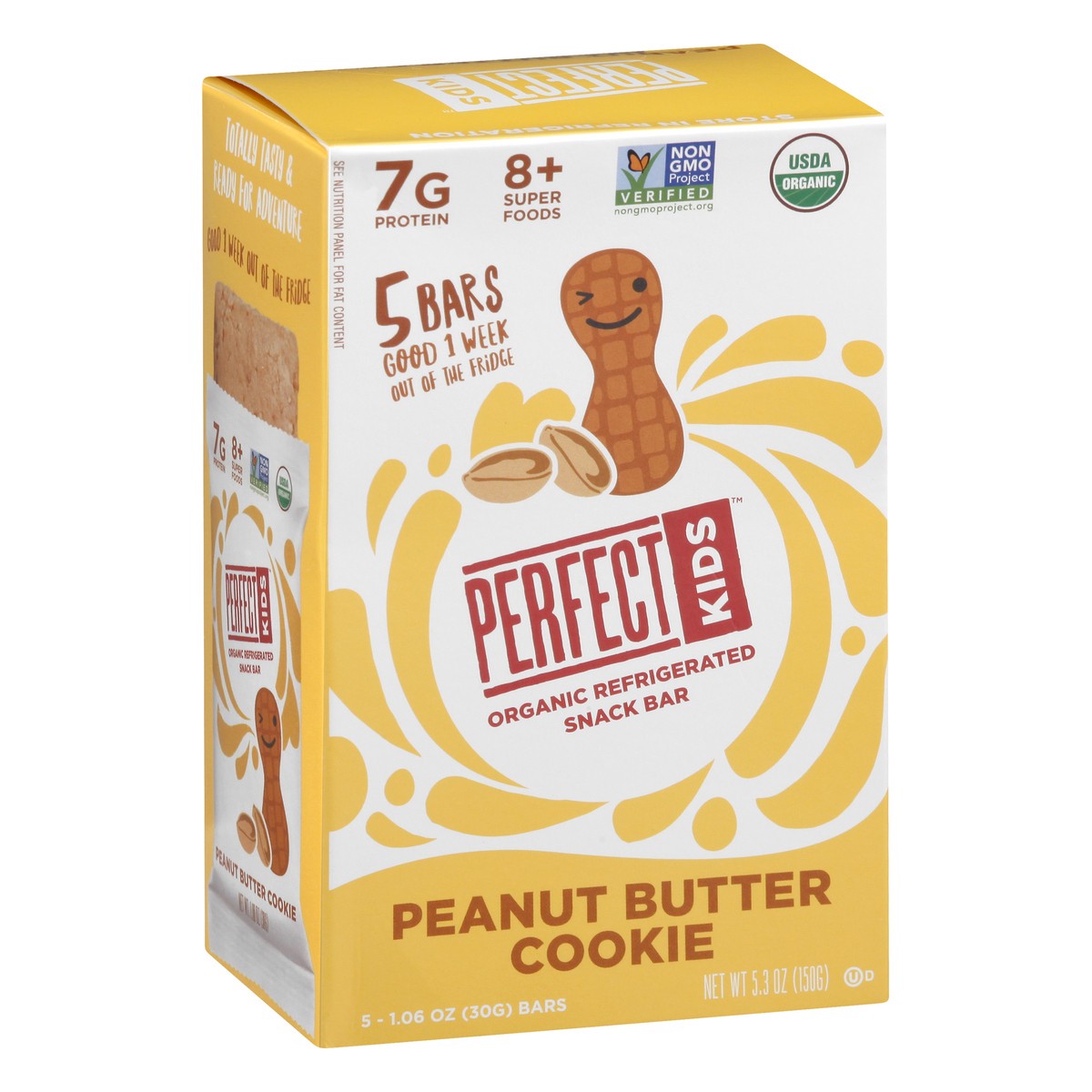 slide 2 of 9, Perfect Kids Organic Refrigerated Peanut Butter Cookie Snack Bar 5 ea, 5 ct; 1.06 oz