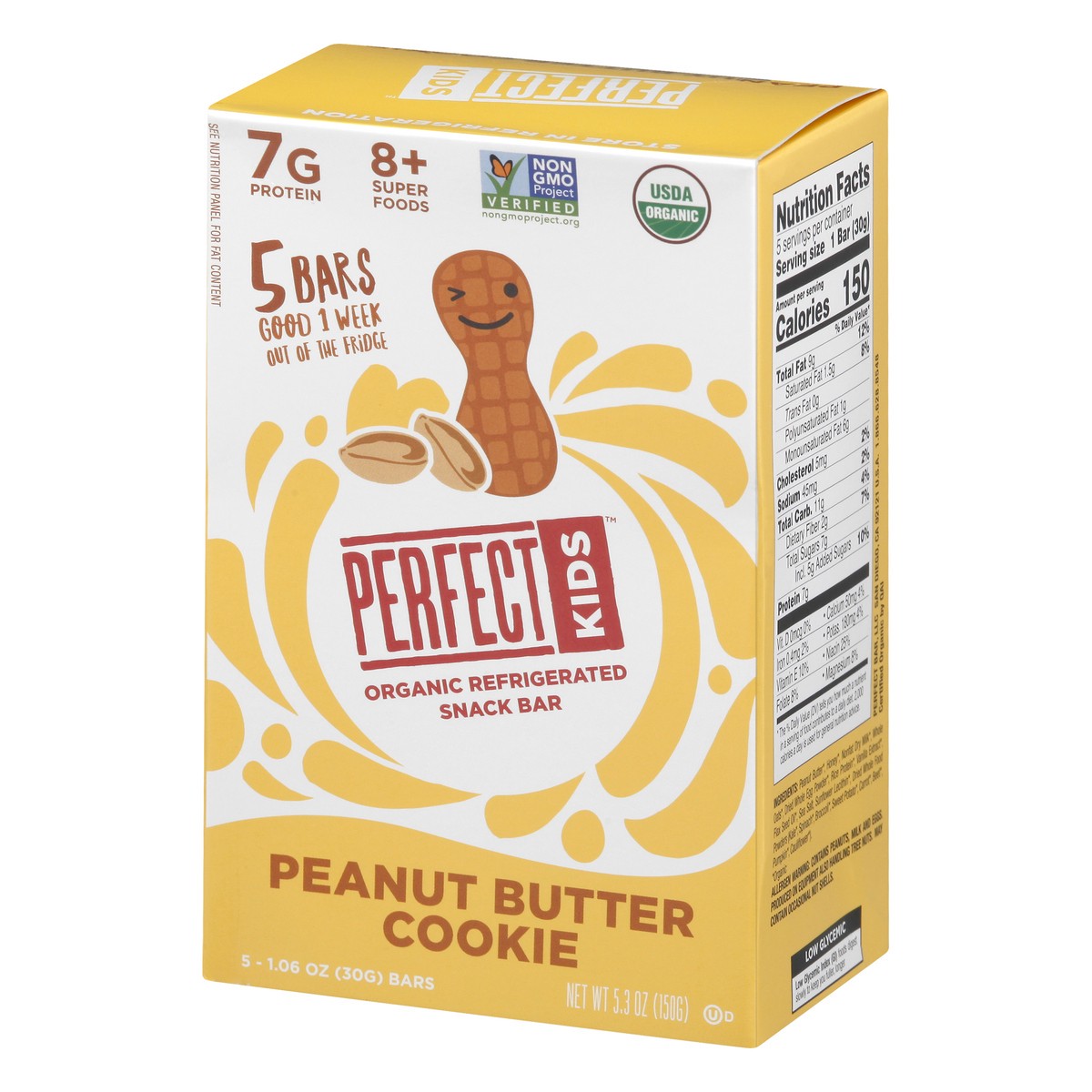 slide 3 of 9, Perfect Kids Organic Refrigerated Peanut Butter Cookie Snack Bar 5 ea, 5 ct; 1.06 oz