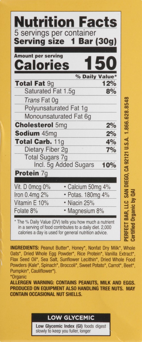 slide 8 of 9, Perfect Kids Organic Refrigerated Peanut Butter Cookie Snack Bar 5 ea, 5 ct; 1.06 oz