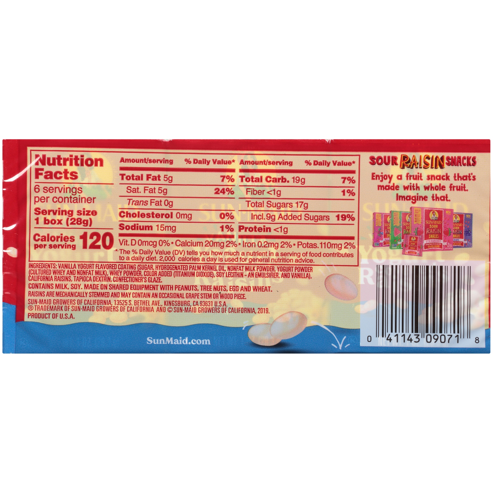 SunMaid Vanilla Yogurt Raisins 6 ct Shipt