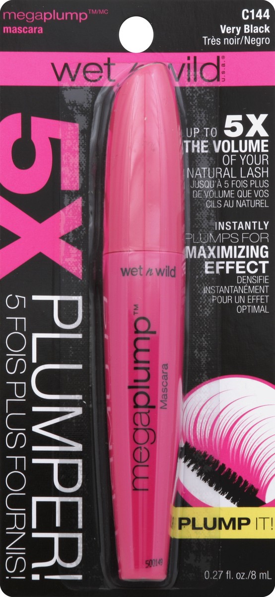 slide 2 of 3, wet n wild Mega Plump Mascara Very Black, 0.27 fl oz