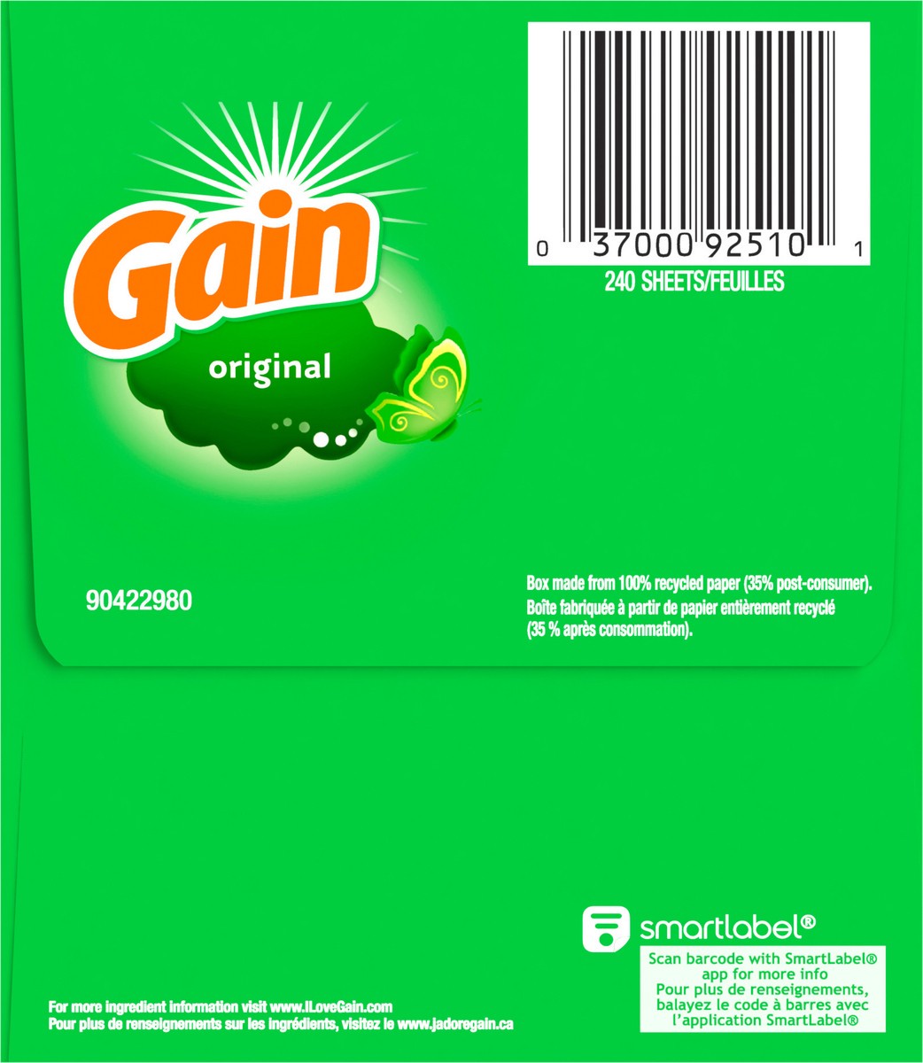 slide 11 of 12, Gain dryer sheets Plus Wrinkle Release, Original Scent, 240 Count, Fights static with a touch of scent, laundry sheets, 240 ct