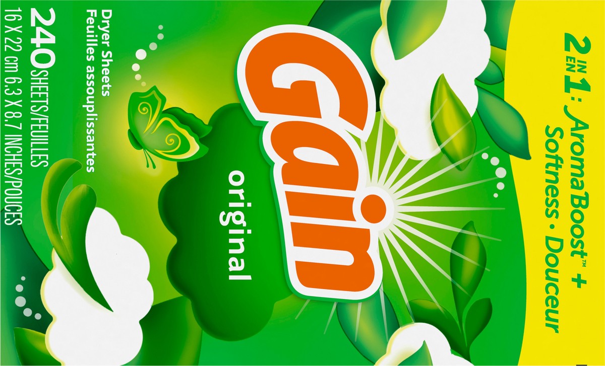 slide 5 of 12, Gain dryer sheets Plus Wrinkle Release, Original Scent, 240 Count, Fights static with a touch of scent, laundry sheets, 240 ct