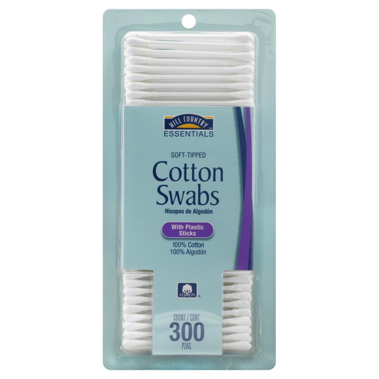 slide 1 of 1, Hill Country Fare Soft-Tipped Cotton Swabs With Plastic Sticks, 300 ct