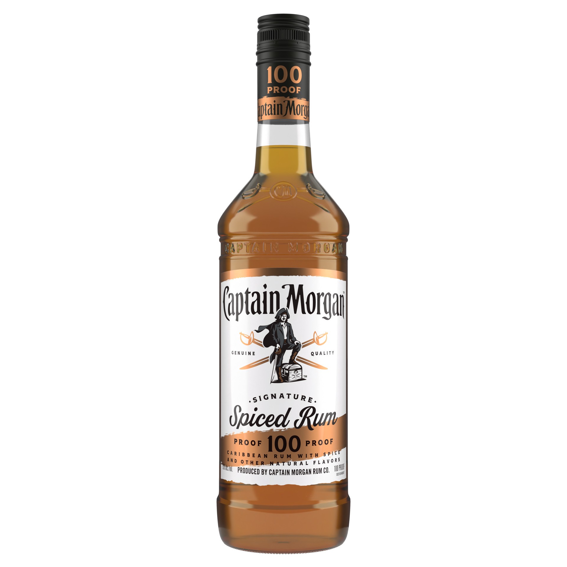 slide 1 of 2, Captain Morgan 100 Proof Spiced Rum, 750 mL Glass Bottle, 750 ml