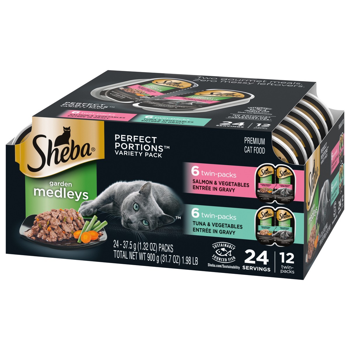 slide 2 of 4, Sheba Perfect Portions Variety Pack Premium Cat Food 24 - 37.g Packs, 24 ct