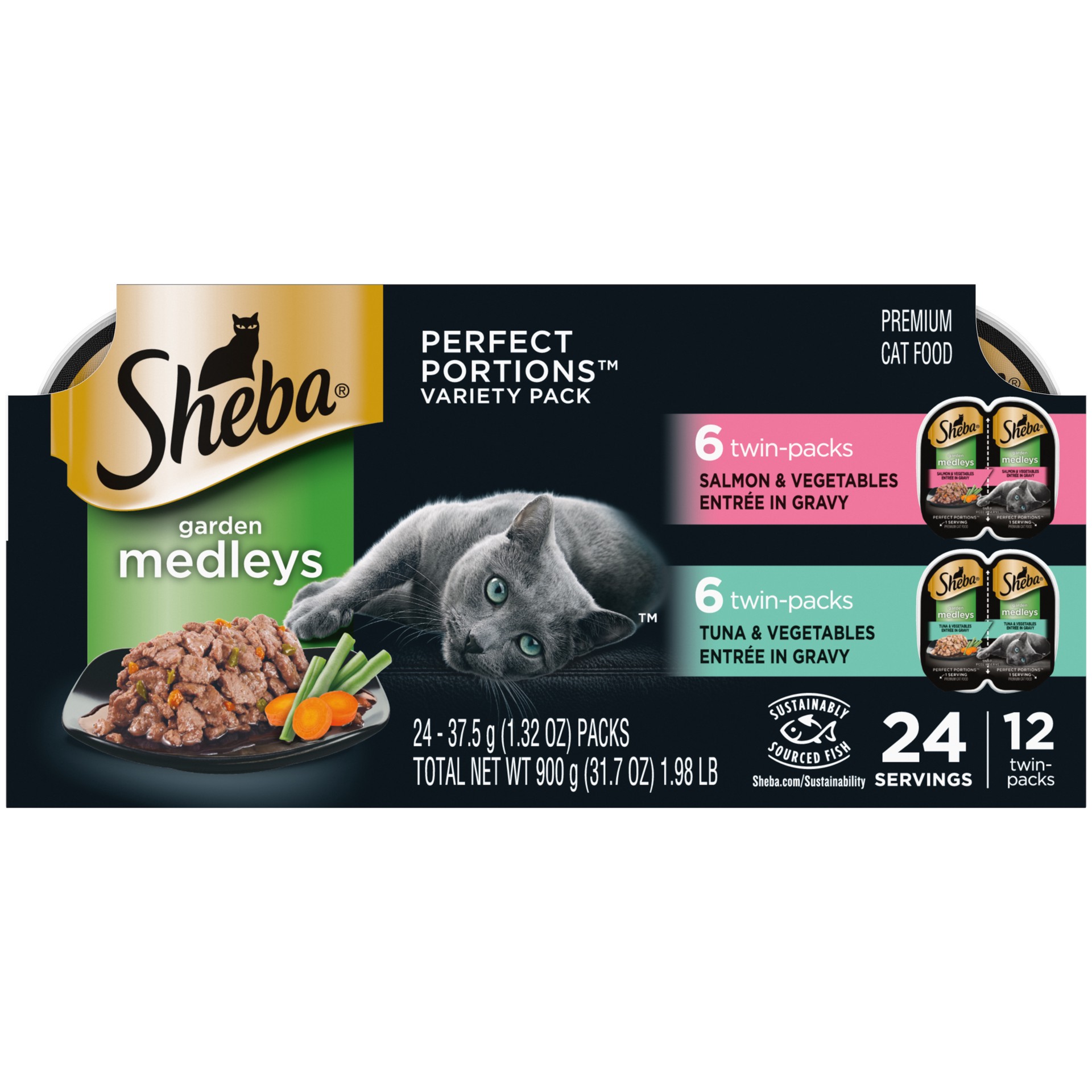 slide 1 of 4, Sheba Perfect Portions Variety Pack Premium Cat Food 24 - 37.g Packs, 24 ct