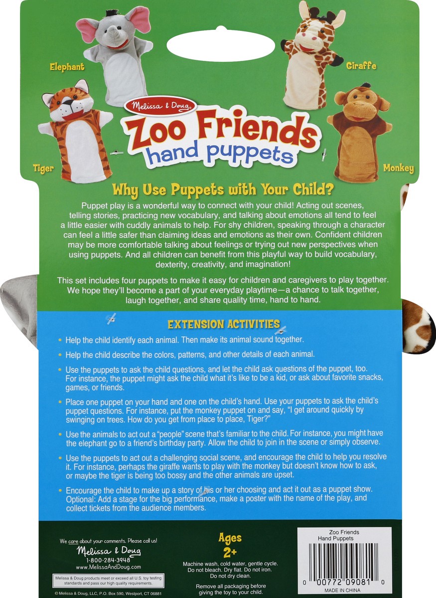 slide 6 of 6, Melissa & Doug Zoo Friends Hand Puppets, 4 ct