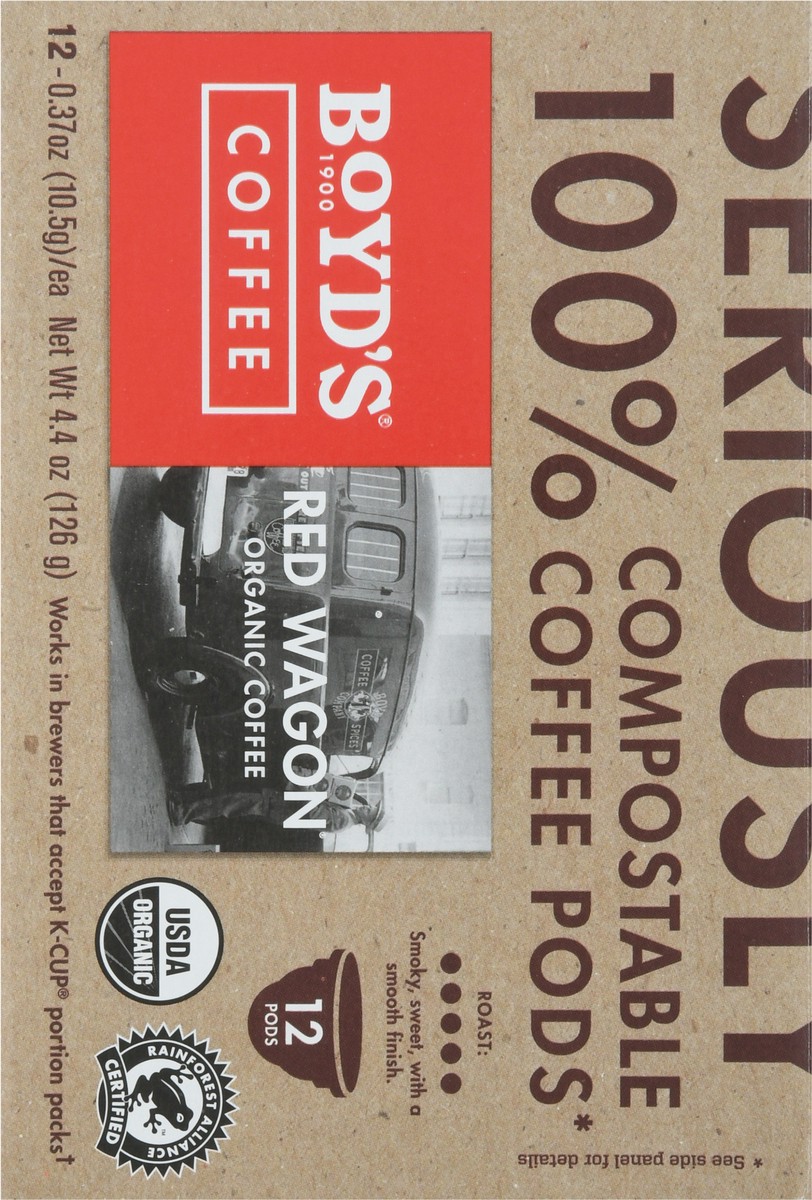 slide 2 of 9, Boyd's Coffee Organic Red Wagon Coffee Pods - 12 ct, 12 ct