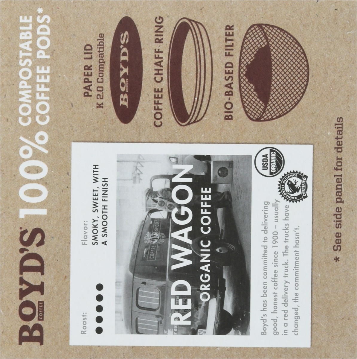 slide 3 of 9, Boyd's Coffee Organic Red Wagon Coffee Pods - 12 ct, 12 ct