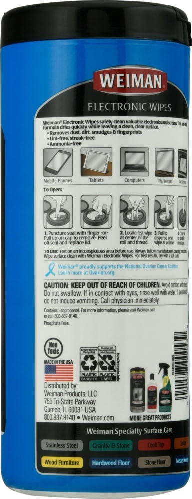 slide 4 of 4, Weiman Electronics Cleaning Wipes, 30 ct