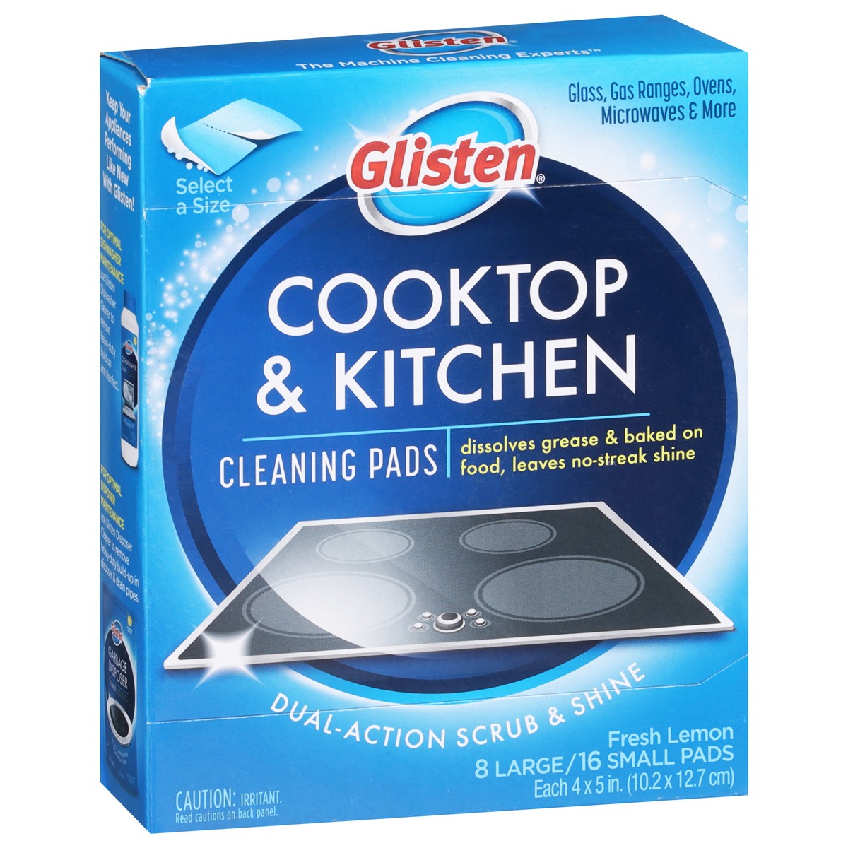 slide 4 of 11, Glisten Select A Size Cooktop & Kitchen Fresh Lemon Cleaning Pads Large/Small 1 ea, 1 ct