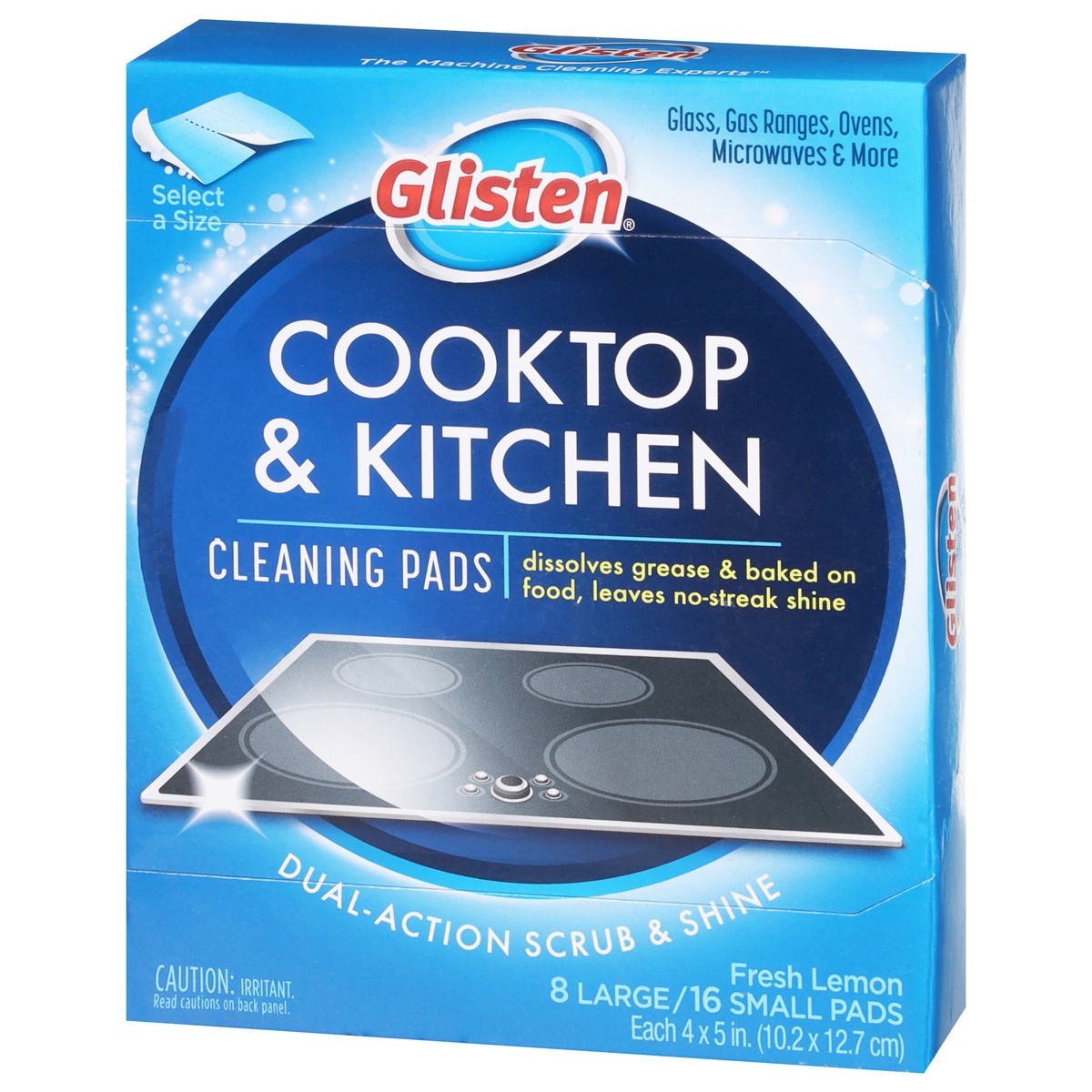 slide 11 of 11, Glisten Select A Size Cooktop & Kitchen Fresh Lemon Cleaning Pads Large/Small 1 ea, 1 ct