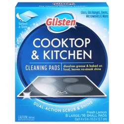 Glisten Select A Size Cooktop & Kitchen Fresh Lemon Cleaning Pads Large/Small 1 ea