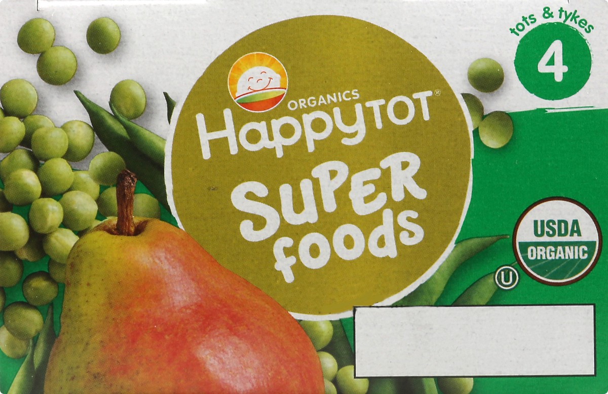 slide 7 of 12, Happy Tot Organics Super Foods 4 (Tots & Tykes) 4 Pack Organic Pears, Green Beans & Peas Fruit & Veggie Blend 4 ea, 4 ct