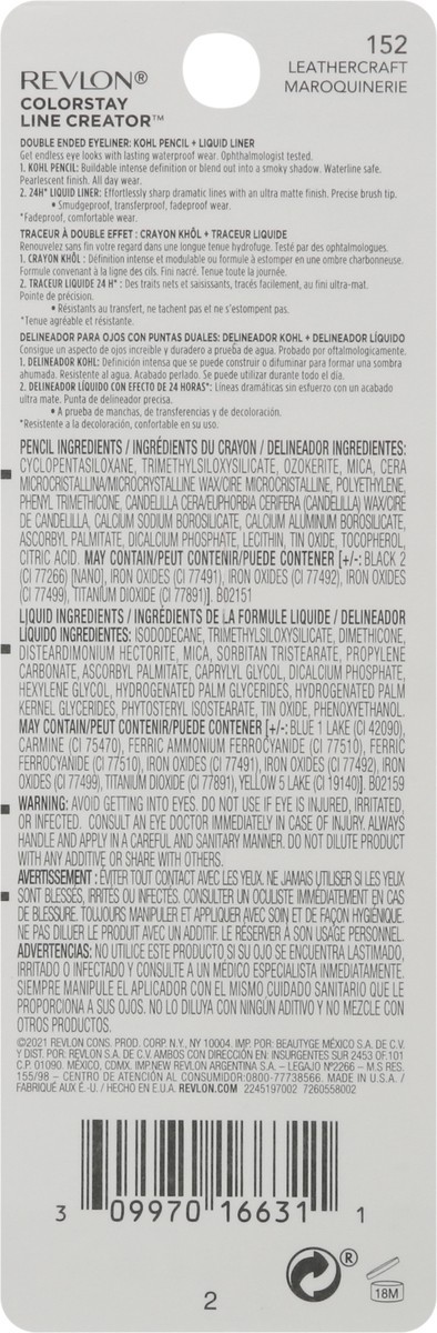 slide 10 of 12, ColorStay Line Creator 152 Leathercraft Double Ended Eyeliner 1 ea, 1 ct