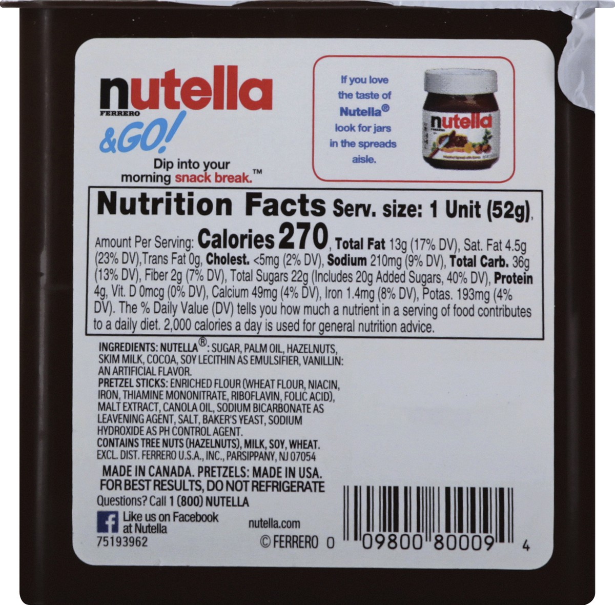 slide 6 of 12, Nutella & Go! Hazelnut Spread + Pretzel Sticks 1.9 oz, 1.9 oz