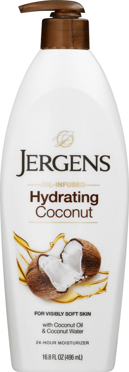 slide 6 of 9, Jergens Hyrdating Coconut Hand and Body Lotion For Dry Skin, Dermatologist Tested - 16.8 fl oz, 16.8 fl oz