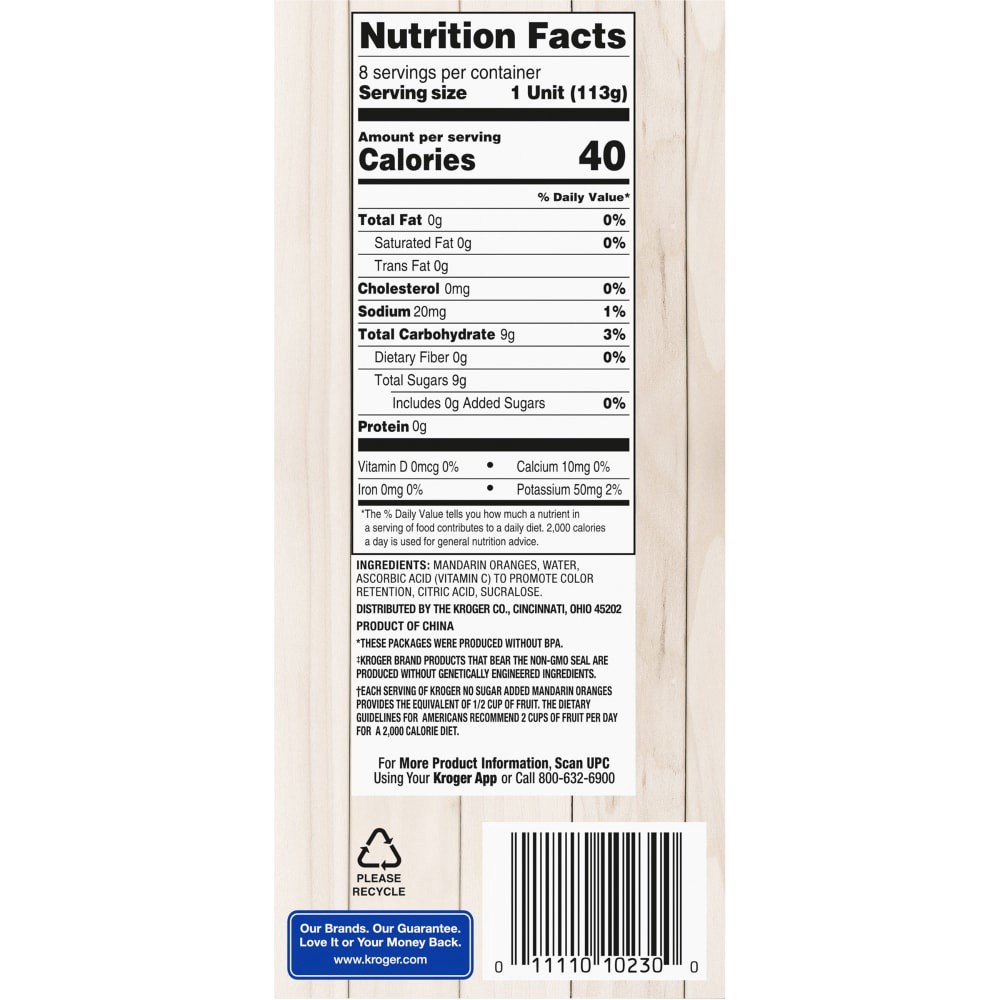 slide 3 of 5, Kroger No Sugar Added Mandarin Oranges, 8 ct; 4 oz